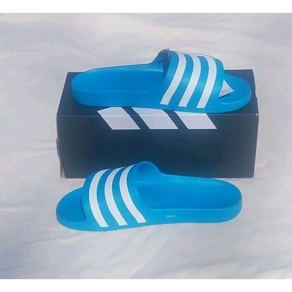 Adidas Adilette Aqua Slides FY8047 Blue White Men’s 12 Sandals NIB